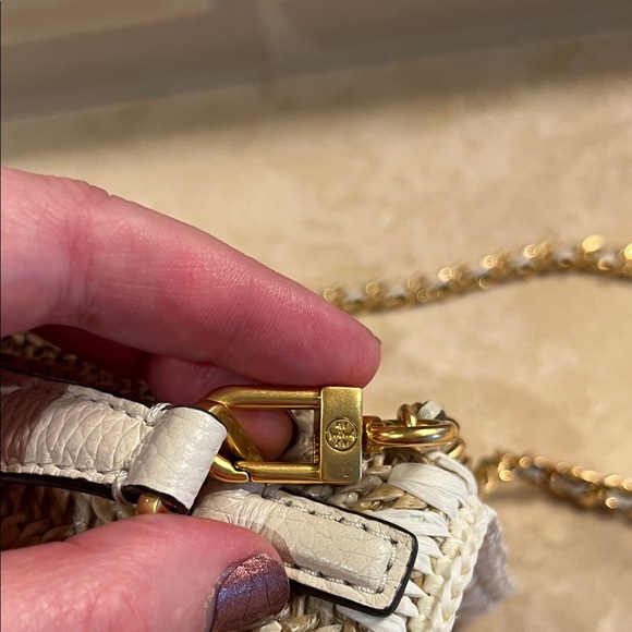 Tory Burch Woven Crossbody Bag in Tan and White - Picture 3 of 13